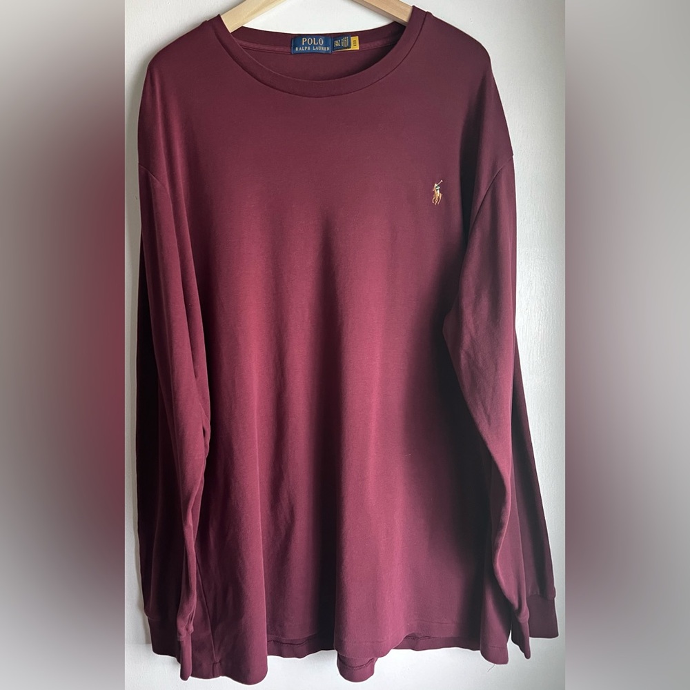 EUC Polo Ralph Lauren Long Sleeved Tee, Maroon, 2XLT